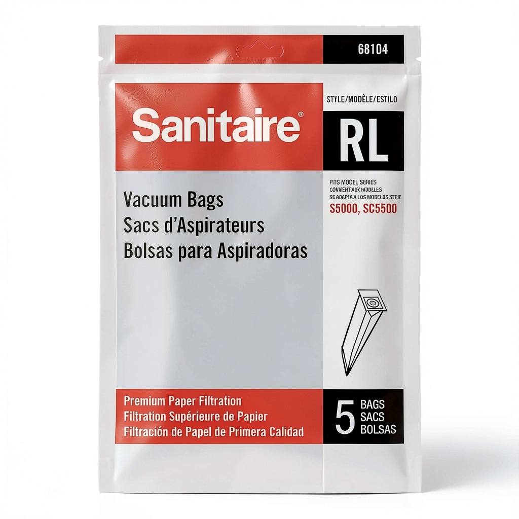 Sanitaire vacuum bag installed in an upright vacuum cleaner