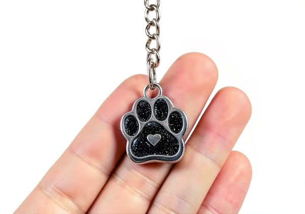 Dog Cat Collar Memorial Frame with Paw Print Charm by MYPAWLETS Black-3