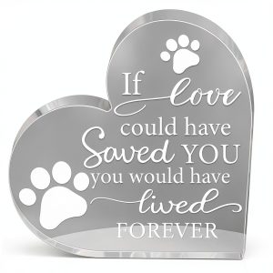 Pet Memorial Gift Chunful Acrylic Heart Keepsake 5.9in Crystal-0