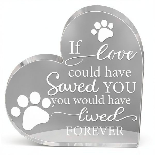 Pet Memorial Gift Chunful Acrylic Heart Keepsake 5.9in Crystal-0
