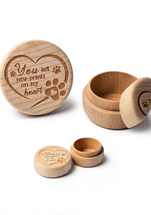 CJiangpo Dog Memorial Keepsake Box Wooden Urn with Engraved Paw Print-2