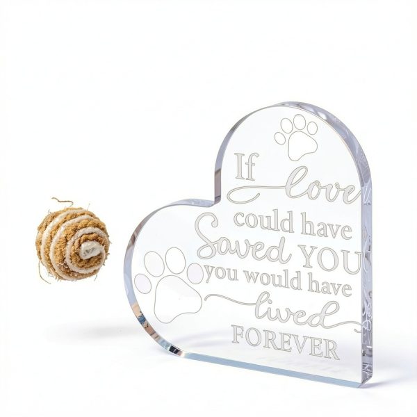 Pet Memorial Gift Chunful Acrylic Heart Keepsake 5.9in Crystal-2