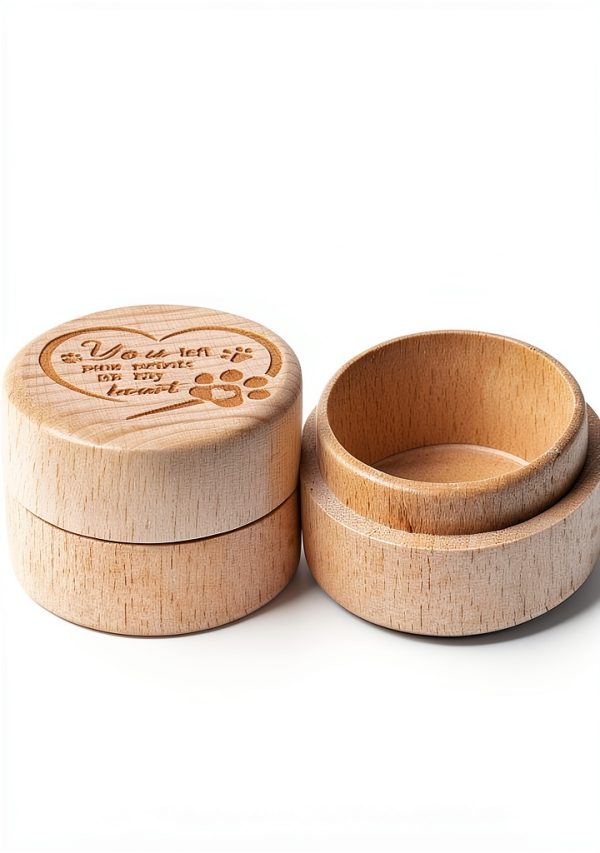 CJiangpo Dog Memorial Keepsake Box Wooden Urn with Engraved Paw Print-1