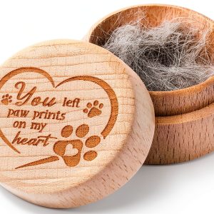 CJiangpo Dog Memorial Keepsake Box Wooden Urn with Engraved Paw Print-0