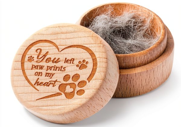 CJiangpo Dog Memorial Keepsake Box Wooden Urn with Engraved Paw Print-0