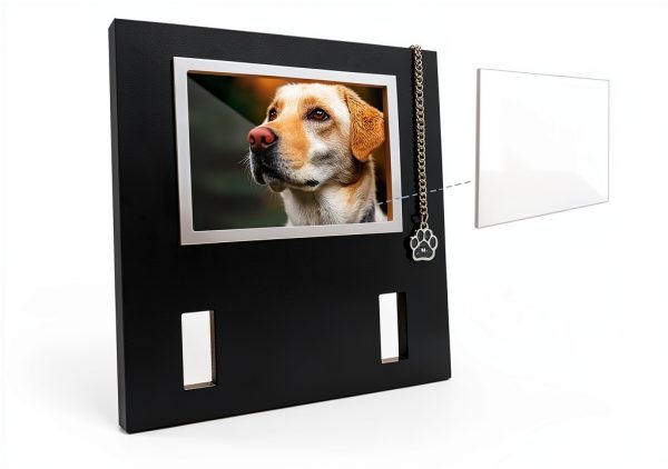 Dog Cat Collar Memorial Frame with Paw Print Charm by MYPAWLETS Black-6