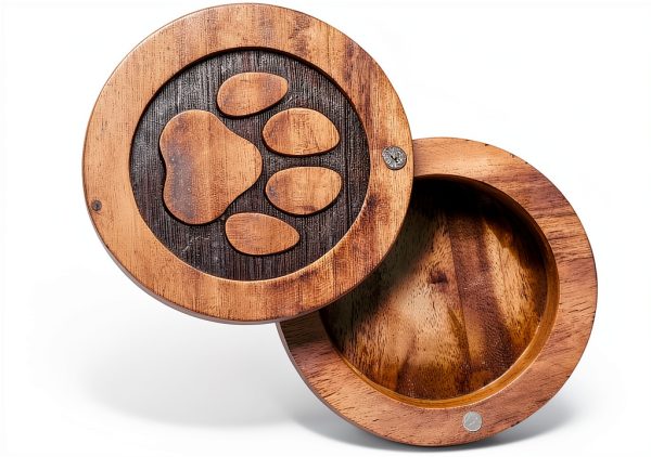 EDHAS Acacia Wood Decorative Urns Funeral Cremation Urn for Ashes for Dogs, Pet Urns for Cats (3.5" x 3.5" x 2.5")-2