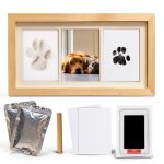 ZAPVLVT Paw Print Impression Kit for Dogs and Cats, 2 Clay, Large Ink Pad, Wooden Picture Frame, Pet Memorial Keepsake, Gift for Pet Owners & Lovers-0