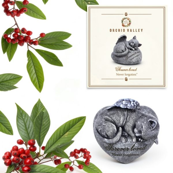 Orchid Valley Sleeping Cat Garden Statue - Pet Memorial Stone - Grave Marker - Beautifully Packaged Memorial Gift, Headstones for Cats or Thoughtful Sympathy Gift-1