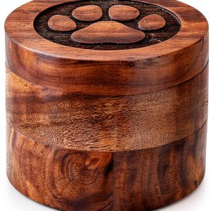 EDHAS Acacia Wood Decorative Urns Funeral Cremation Urn for Ashes for Dogs, Pet Urns for Cats (3.5" x 3.5" x 2.5")-0